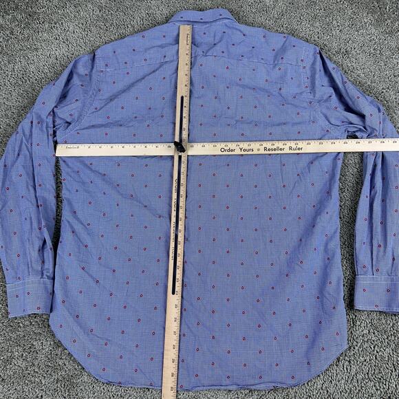 Saks Fifth Avenue Shirt Mens XL Gingham Micro Flower Button Up Made in Italy - Picture 8 of 11
